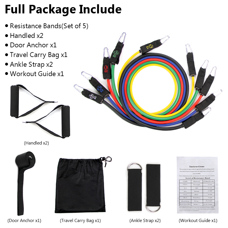 Resistance Tube Band Set 5 Pcs In A Set With Free Carrying Bag Techno