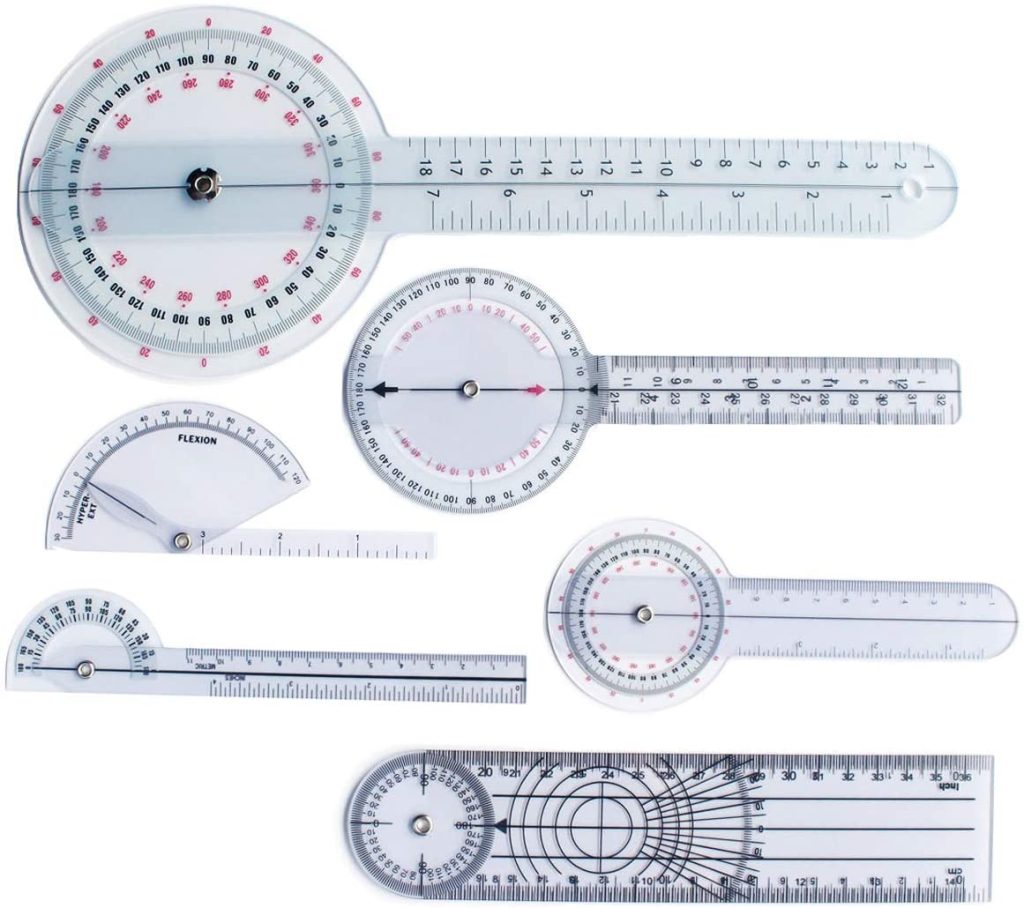 Goniometer Set - 6 Pcs Plastic Ruler with Lather Case - Techno Health