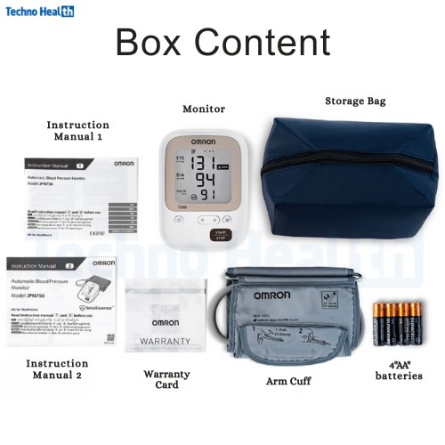 Omron JPN750 Digital Blood Pressure Monitor 2 Omron JPN750 Digital Blood Pressure Monitor - Box Content