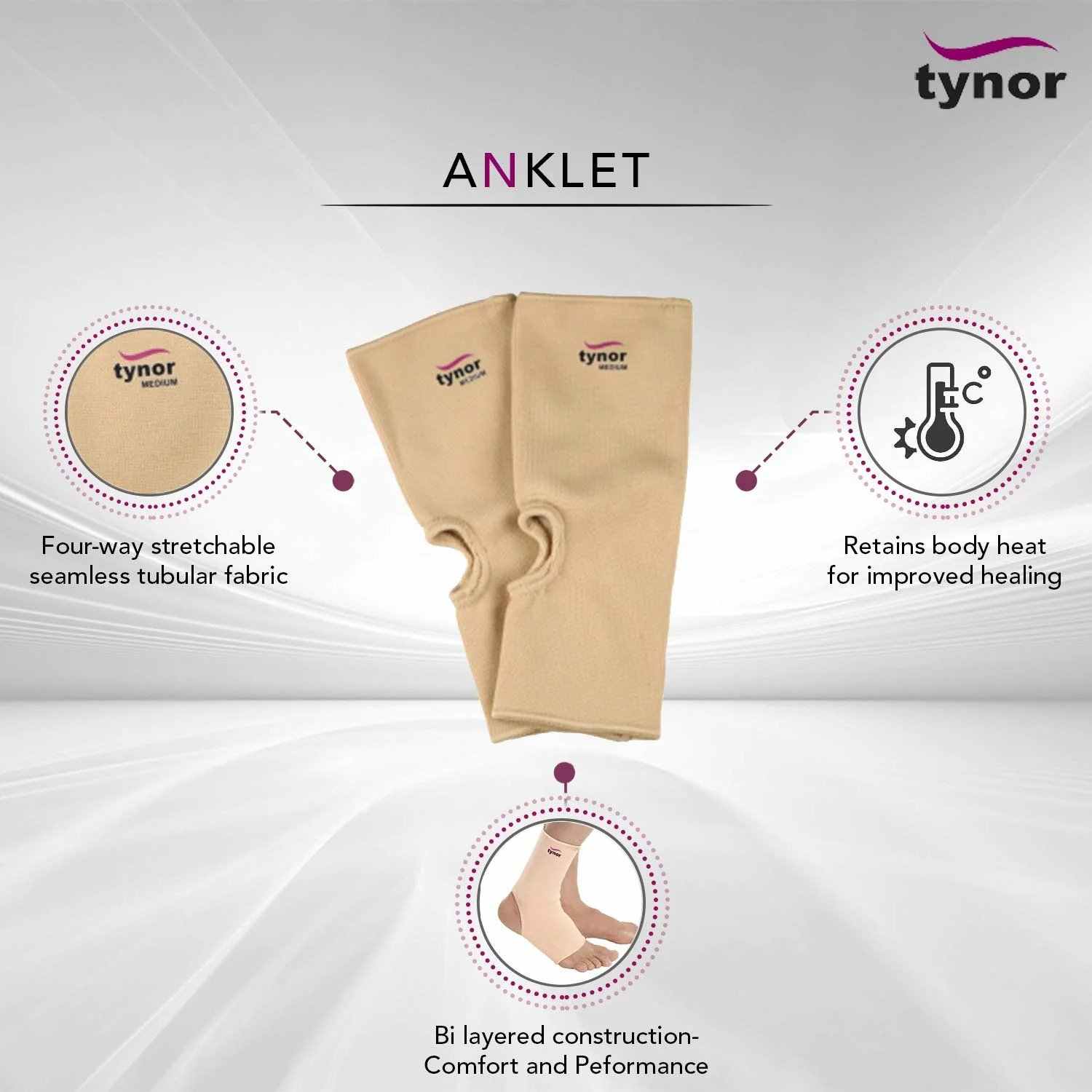 Tynor Anklet D03 Ι Ankle Support Brace (Pair) Techno Health