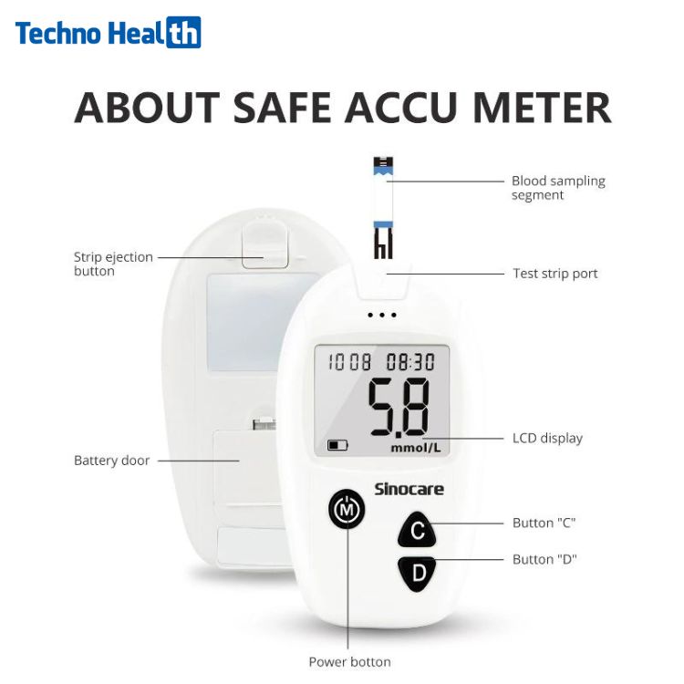 Sinocare Safe-Accu Blood Glucose Monitoring System Ι Sinocare Glucometer 4 Sinocare Safe-Accu Blood Glucometer
