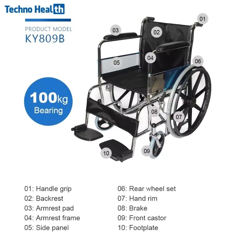 Kaiyang KY809B Steel Folding Wheelchair Ι Wheelchair for Stroke Patients 4 Kaiyang KY809B Steel Folding Wheelchair Ι Wheelchair for Stroke Patients - Image 4